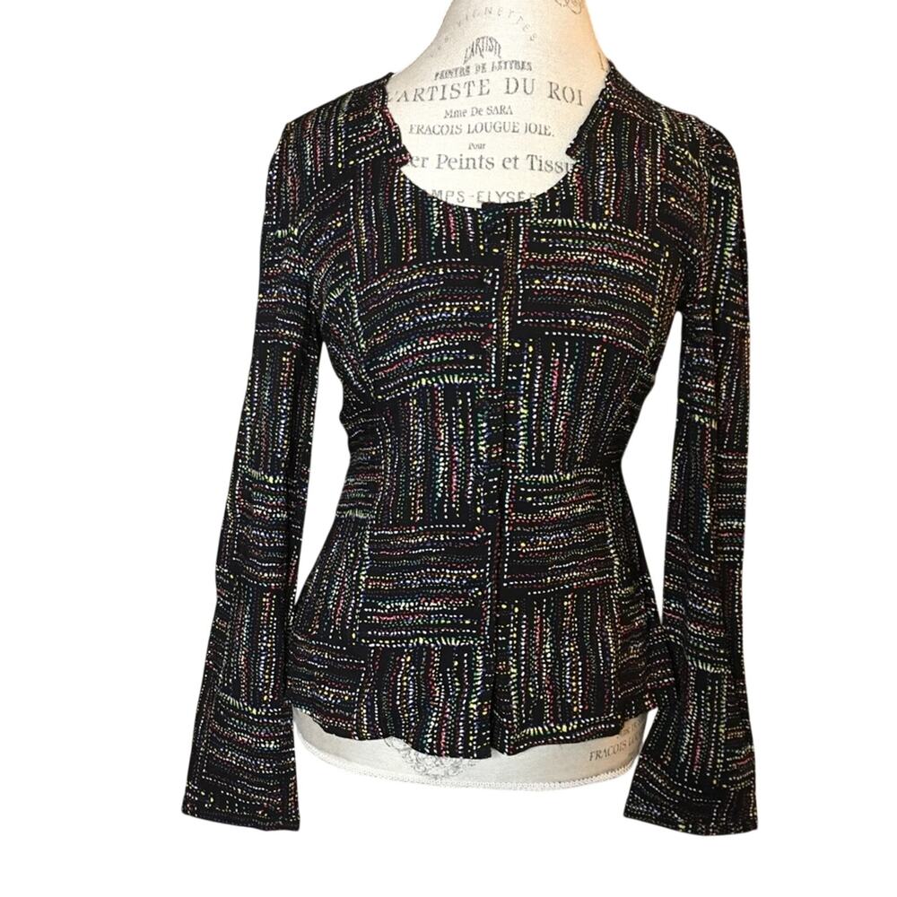 Tulle Multicolored Long Sleeve Button Down Women's Size Medium